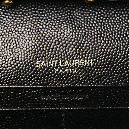 Saint Laurent Grain De Poudre Matelasse Chevron Monogram Chain Wallet Black 6 of 10