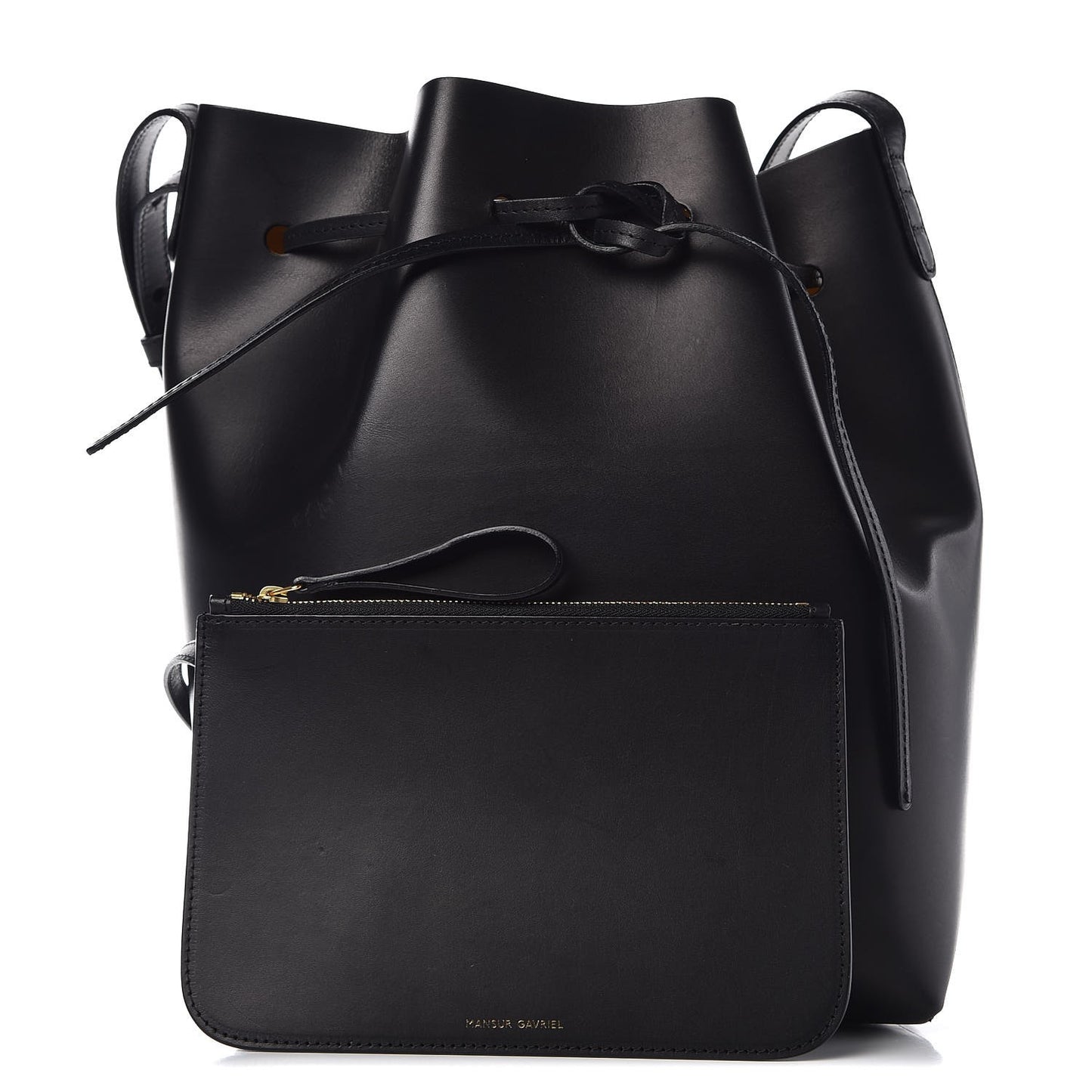 Vegetable Tanned Calfskin Bucket Bag Black Oro