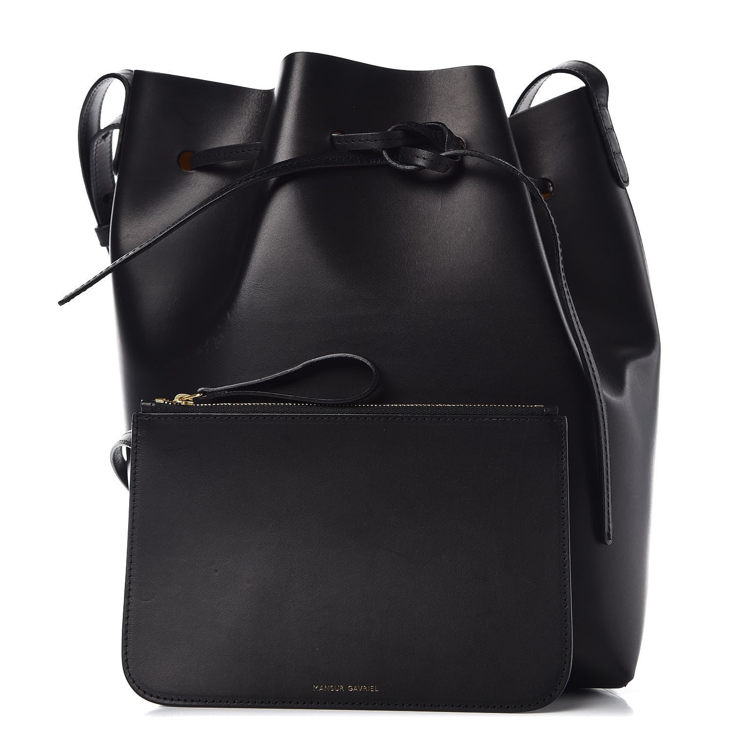 Mansur Gavriel Vegetable Tanned Calfskin Bucket Bag Black Oro 3 of 12