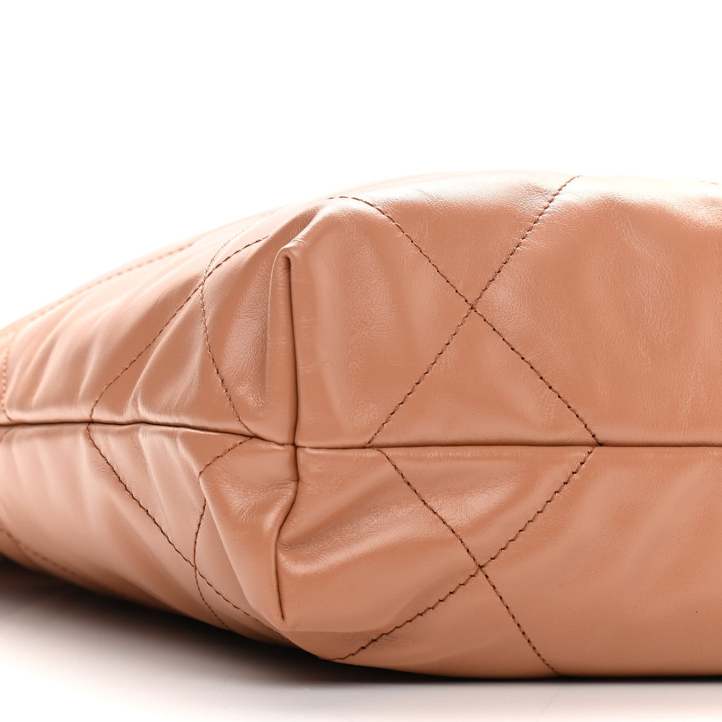 Shiny Calfskin Quilted Small Chanel 22 Camel