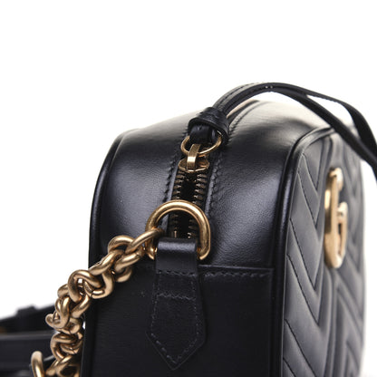 Gucci Calfskin Matelasse Small GG Marmont Chain Shoulder Bag Black 11 of 13