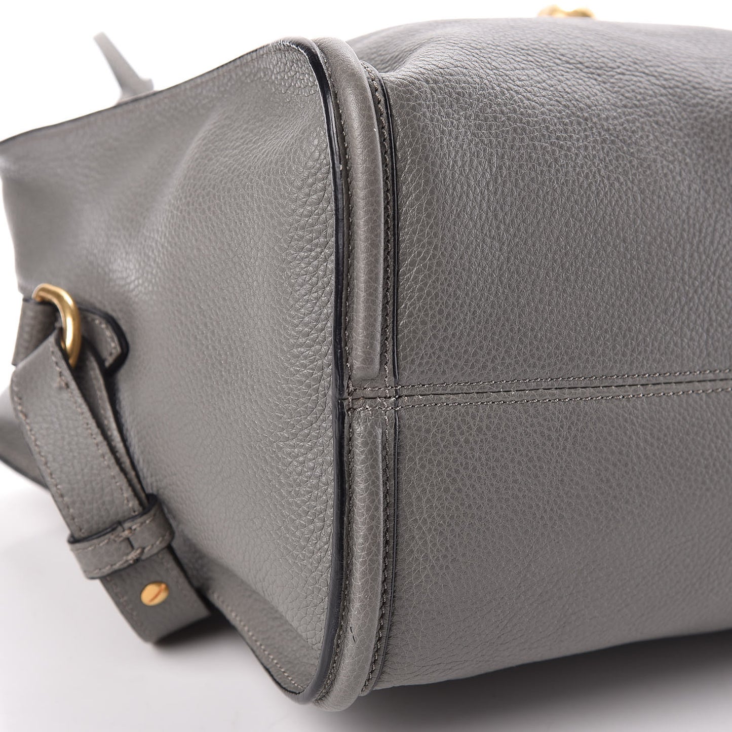 Pebbled Calfskin Small Skull Padlock Zip Around Tote Grey