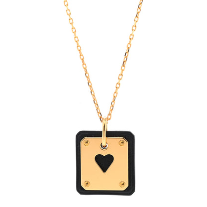 Hermes Gold Plated Swift As De Coeur Necklace Black 4 of 8
