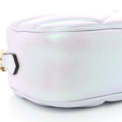 Gucci Iridescent Nappa Chevron Matelasse Small GG Marmont Chain Shoulder Bag Iridescent Snow Light Blue 9 of 12