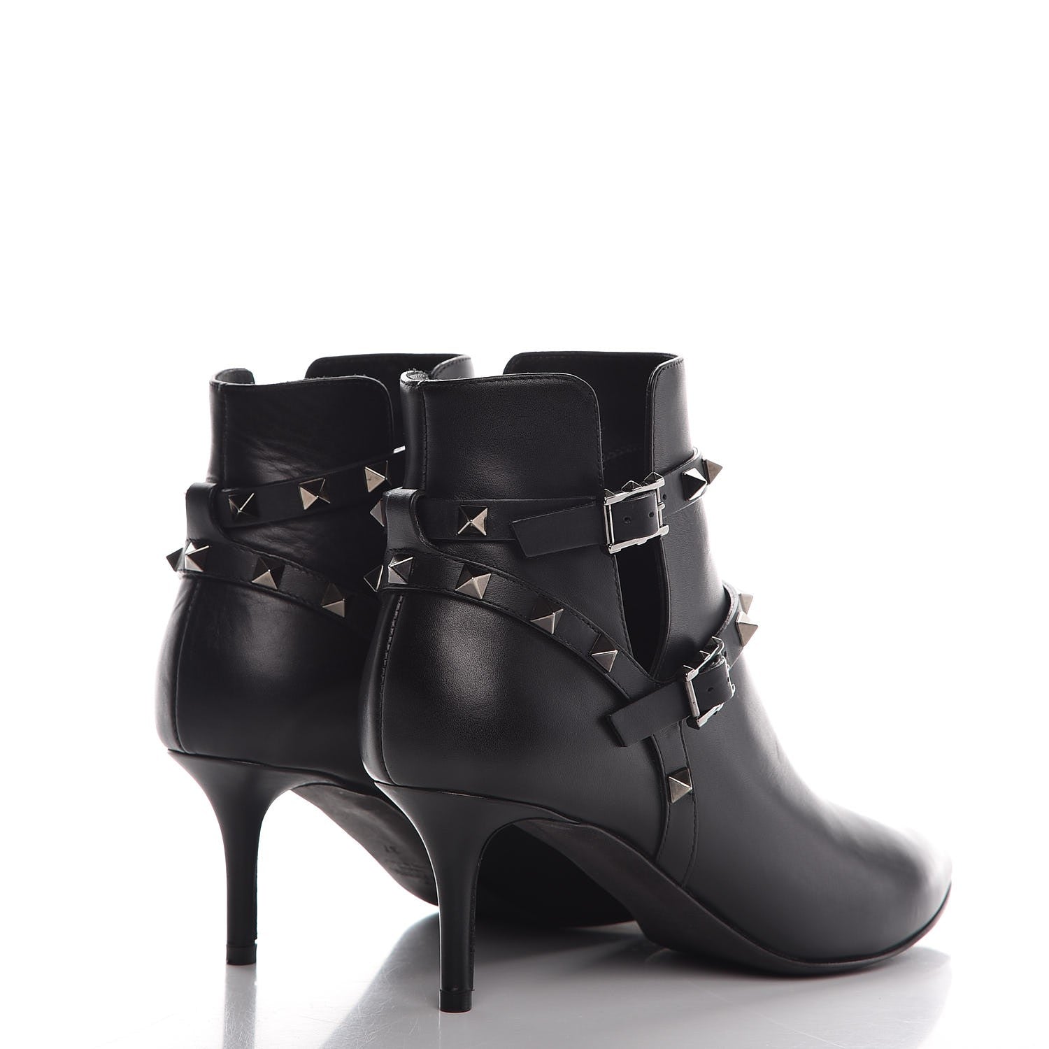 Valentino Garavani Calfskin Rockstud Double Buckle 65mm Ankle Boots 37 Black 4 of 8