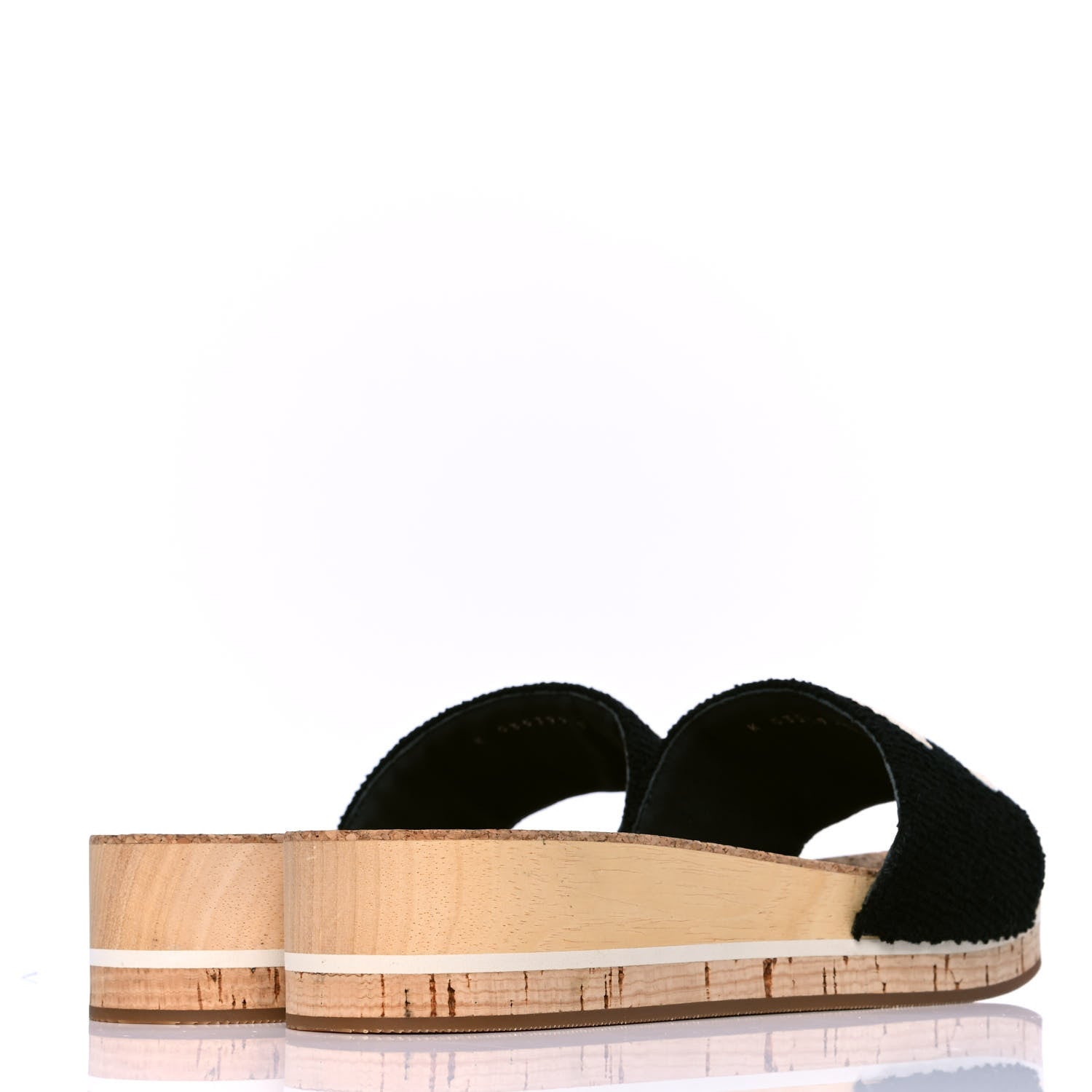 Chanel Tweed Cork CC Mule Sandal 38 Black 3 of 4