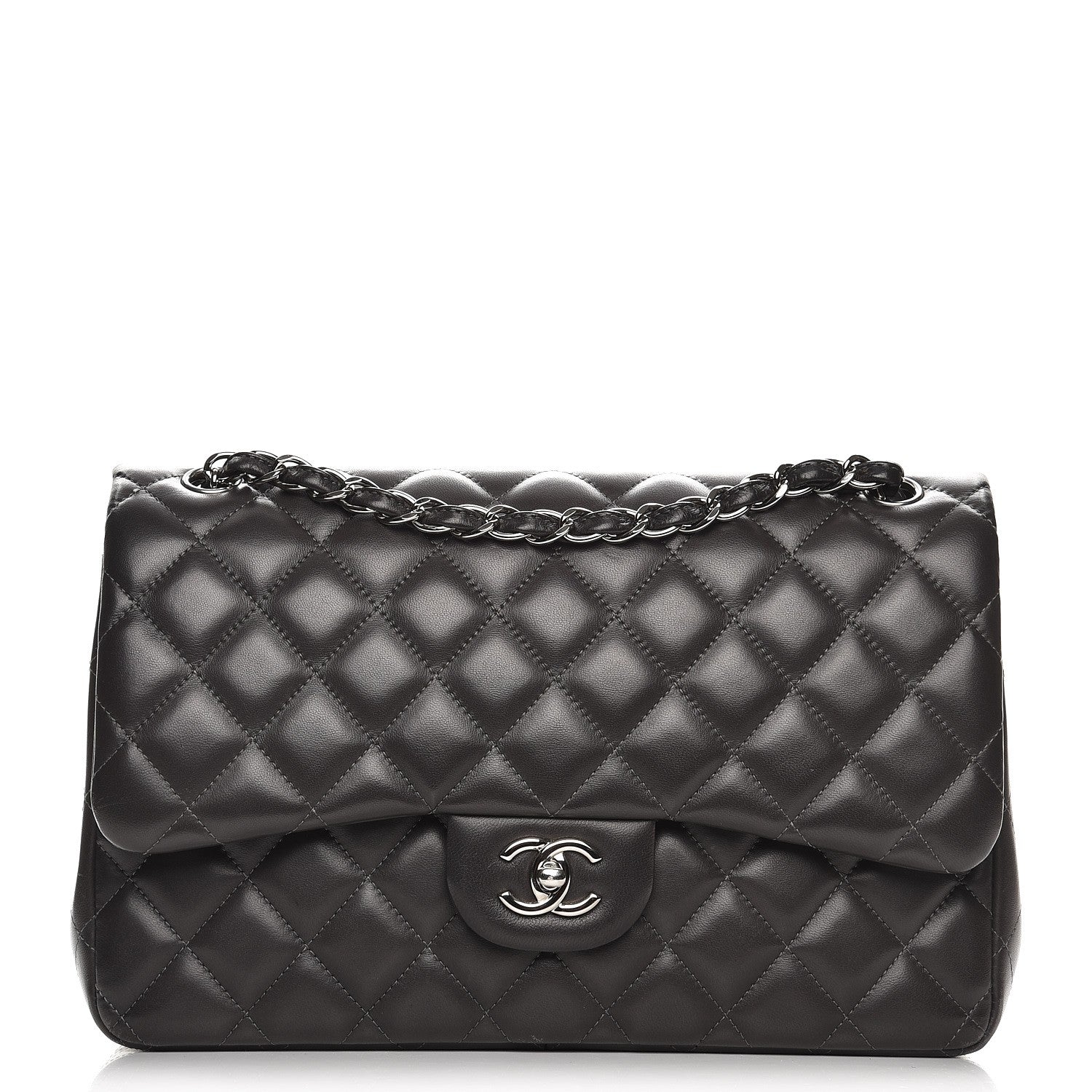 Chanel Lambskin Quilted Jumbo Double Flap Dark Grey 1 of 10