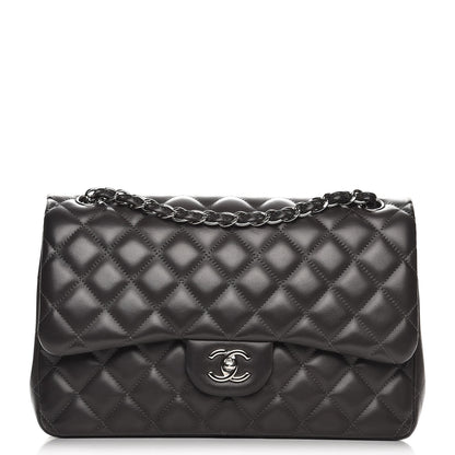 Chanel Lambskin Quilted Jumbo Double Flap Dark Grey 1 of 10