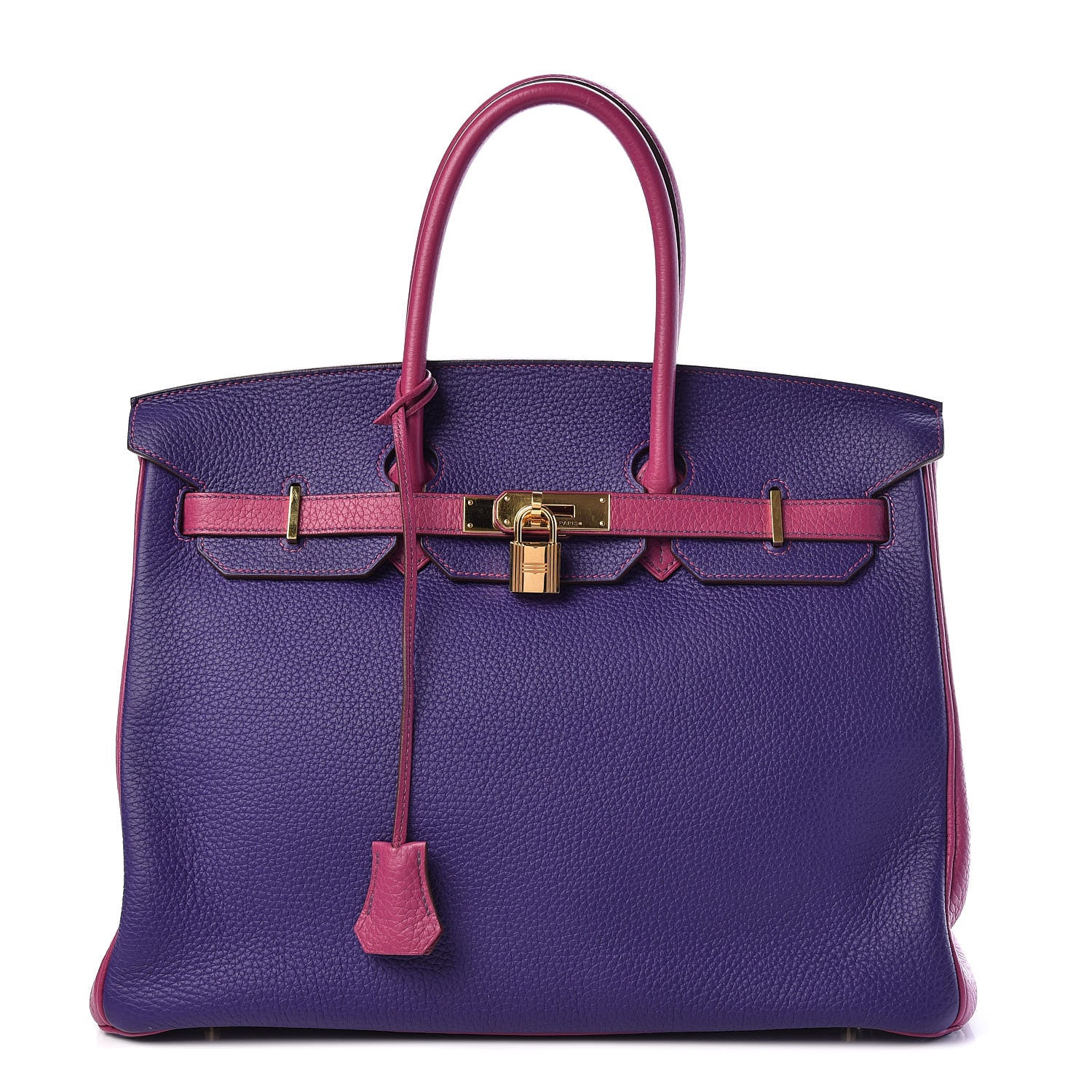 Hermes Togo Bi-Color Horseshoe Birkin 35 Iris Tosca 1 of 18
