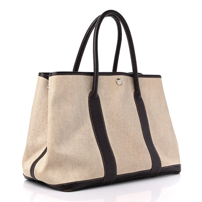 Hermes Buffle Skipper Toile Garden Party 36 MM Tote Marron Fonce 3 of 16