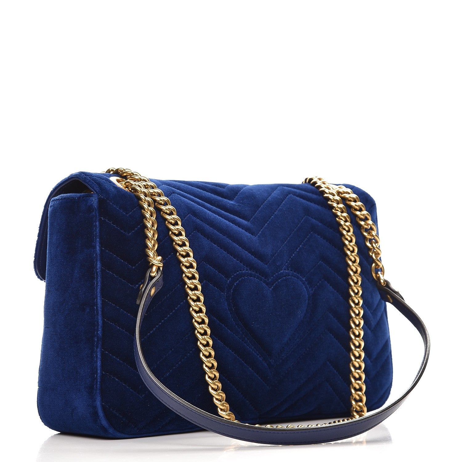 Gucci Velvet Matelasse Medium GG Marmont Shoulder Bag Cobalt Blue 4 of 9