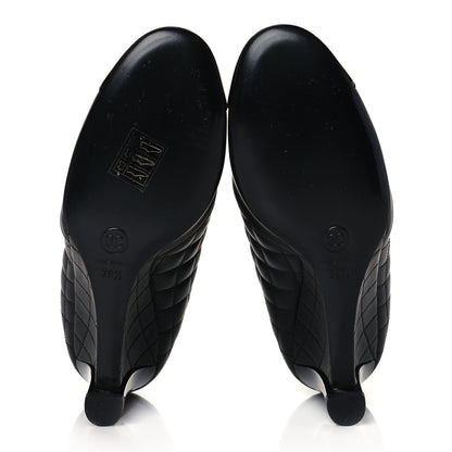 Chanel Lambskin Patent Quilted Wedge Ankle Boots 39.5 Black 5 of 8