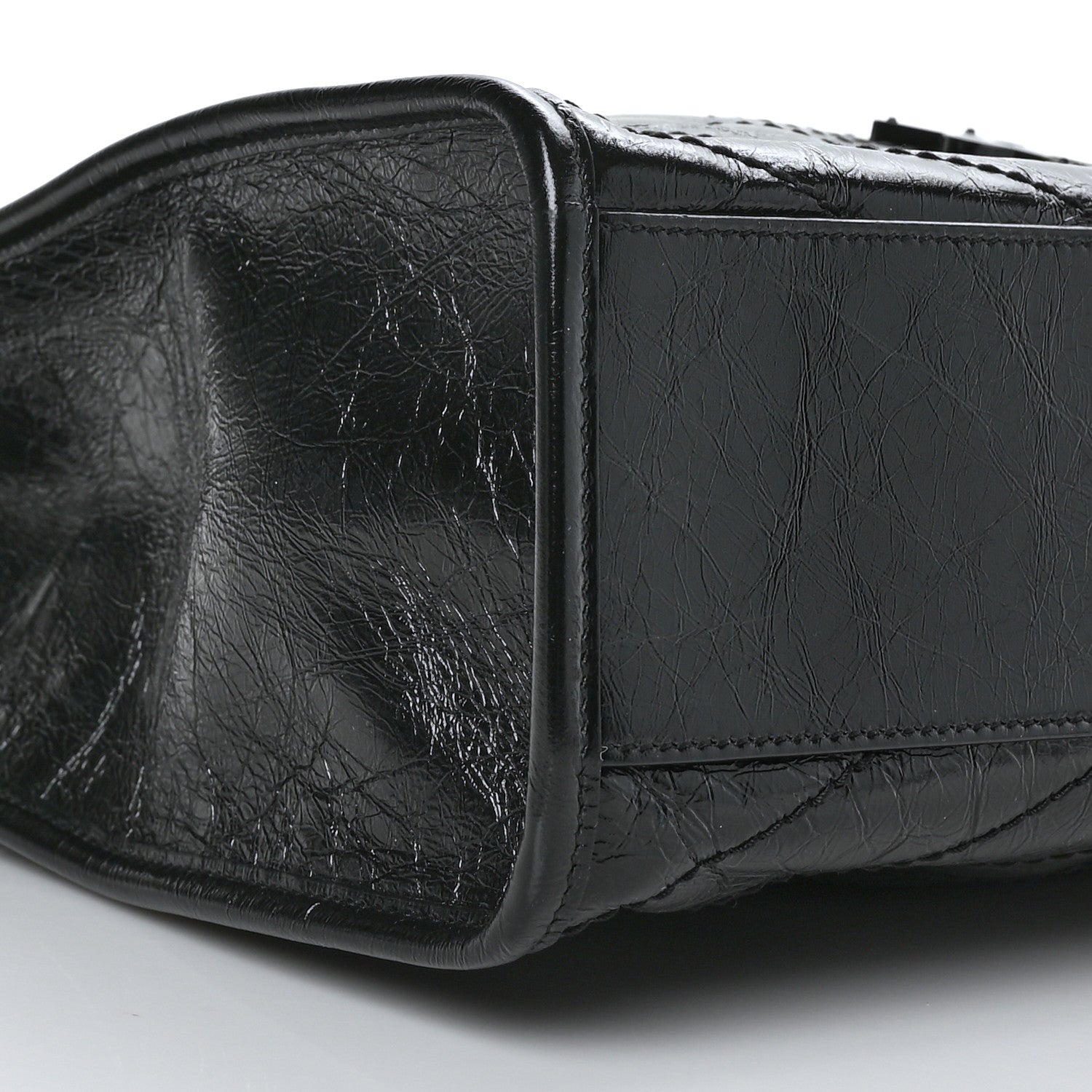 Saint Laurent Crinkled Calfskin Matelasse Monogram Medium Niki Shopper Tote Black 9 of 10
