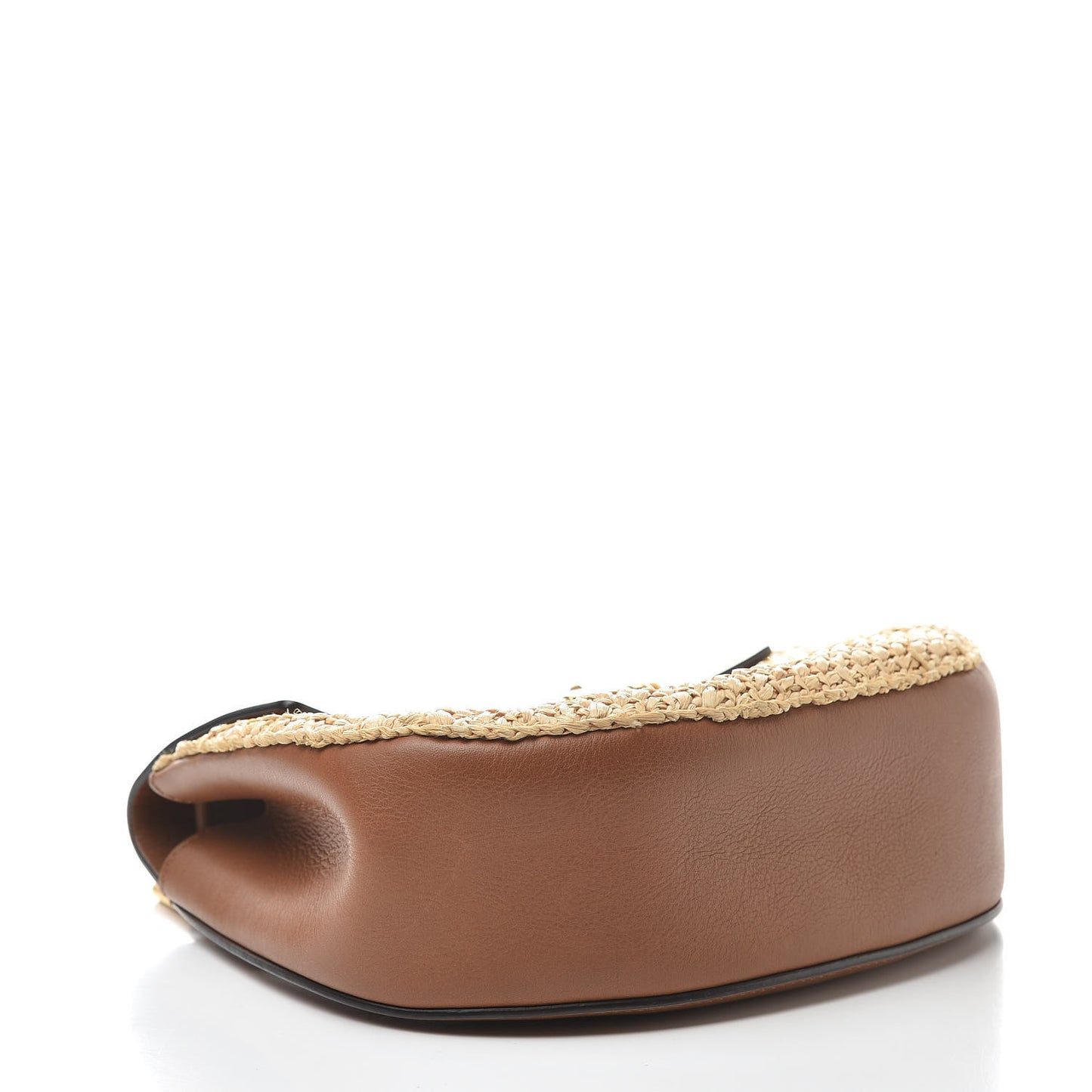 Calfskin Raffia Drew Chain Shoulder Bag Caramel