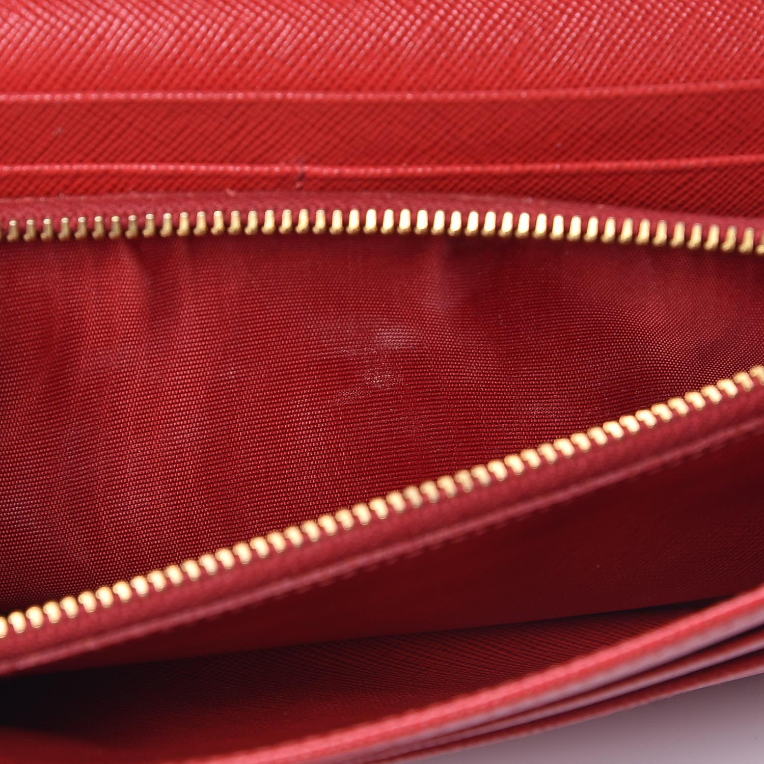 Prada Saffiano Metal Oro Chain Wallet Fuoco 7 of 13