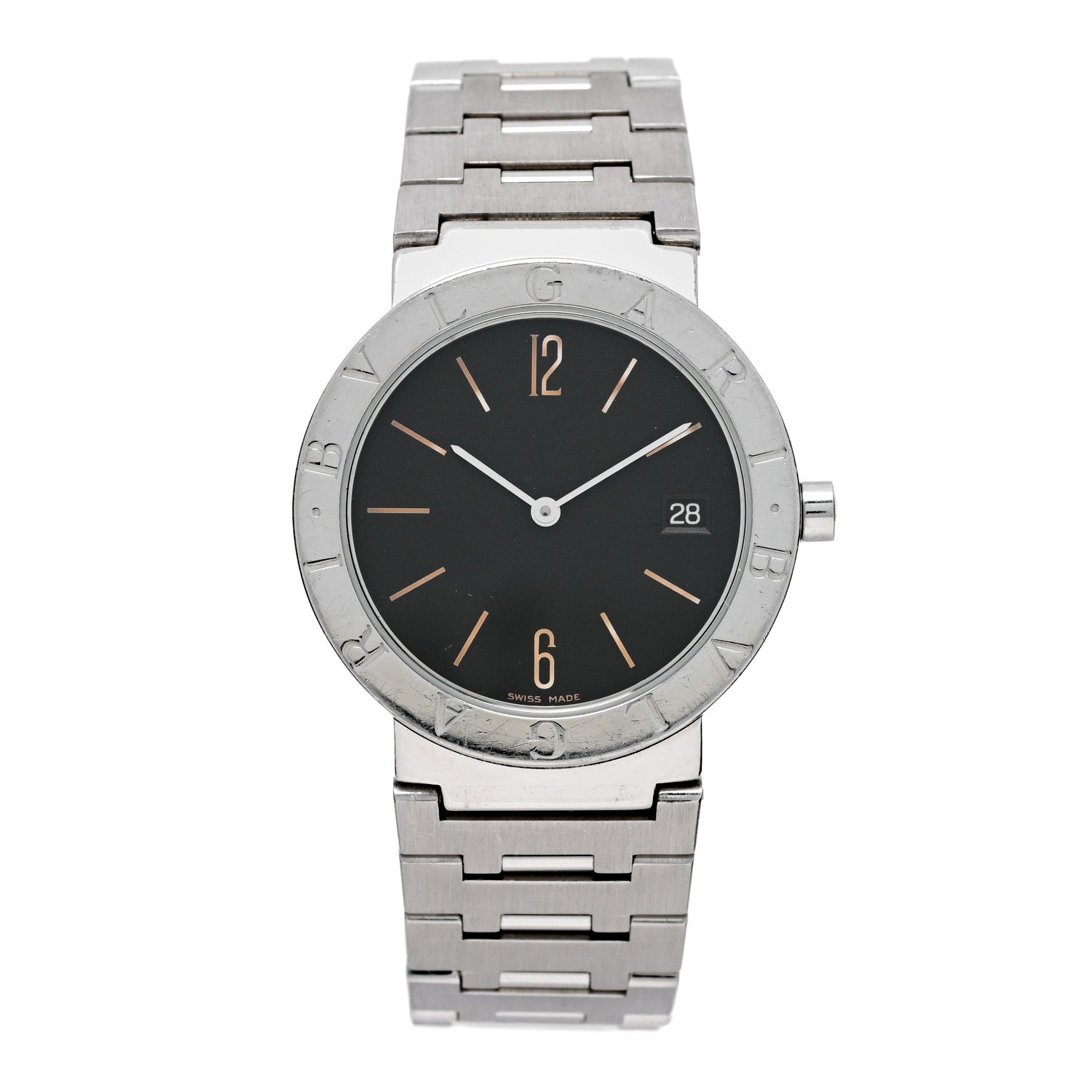 Bulgari Stainless Steel 33mm Quartz Watch Black 1 of 5