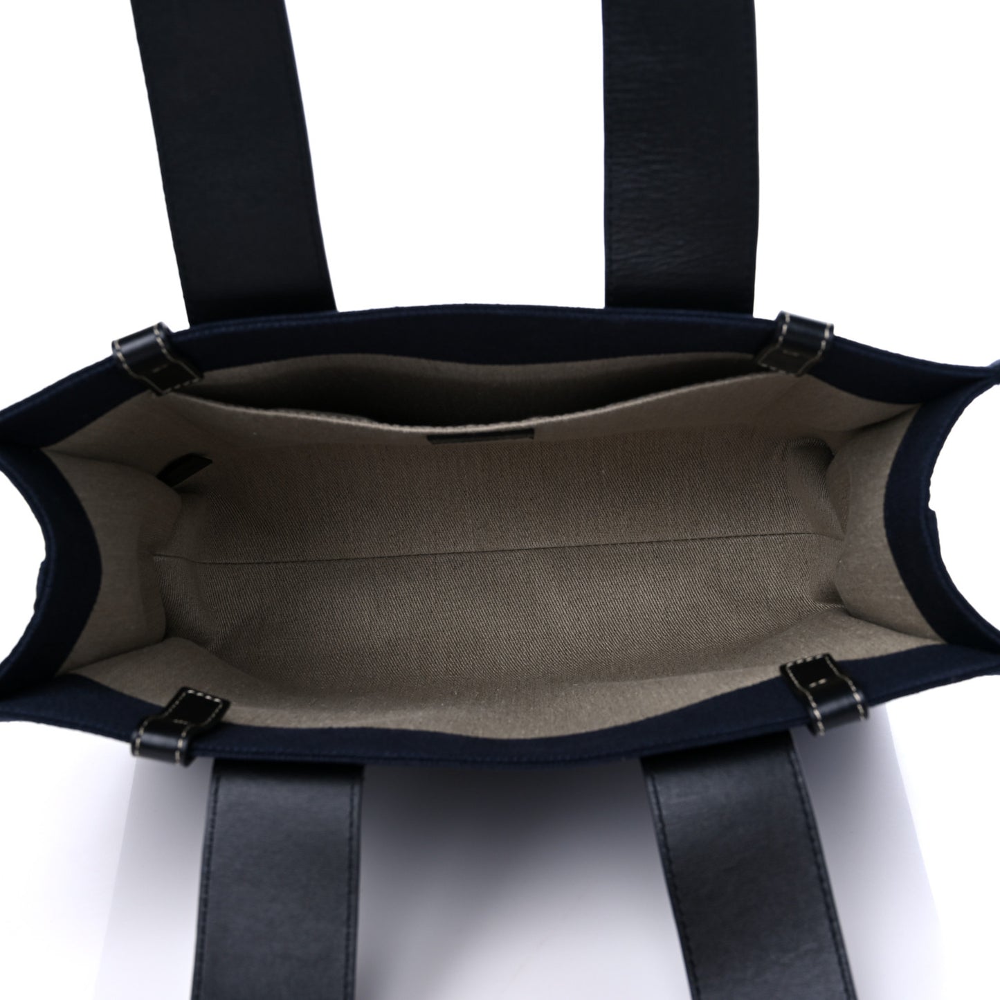 Calfskin Linen Medium Woody Tote Deep Denim