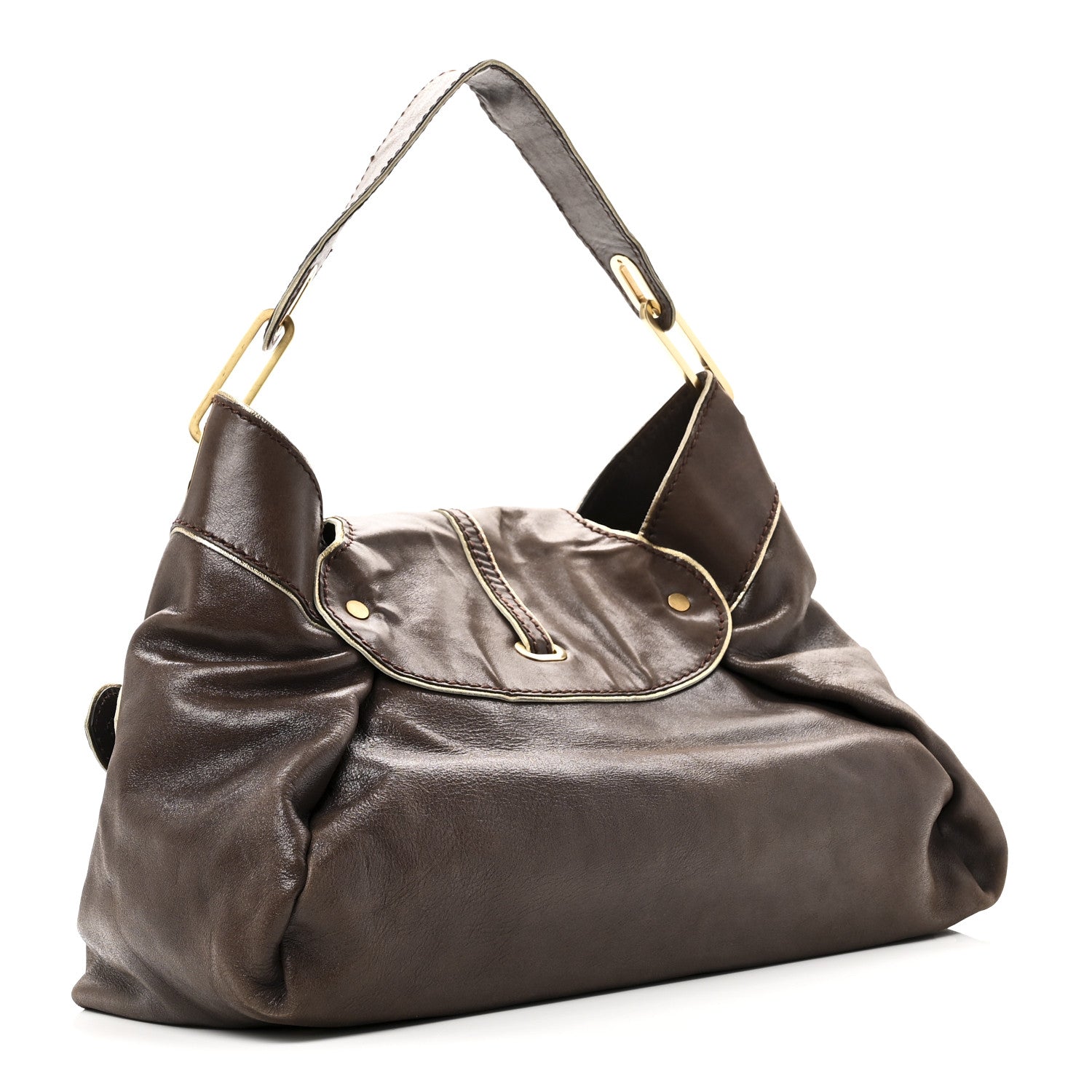 Jimmy Choo Calfskin Tulita Brown Gold 3 of 9