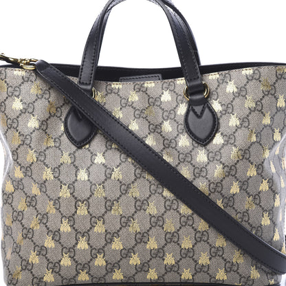 Gucci Soft GG Supreme Monogram Bees Small Crossbody Tote Beige Oro Black 7 of 10