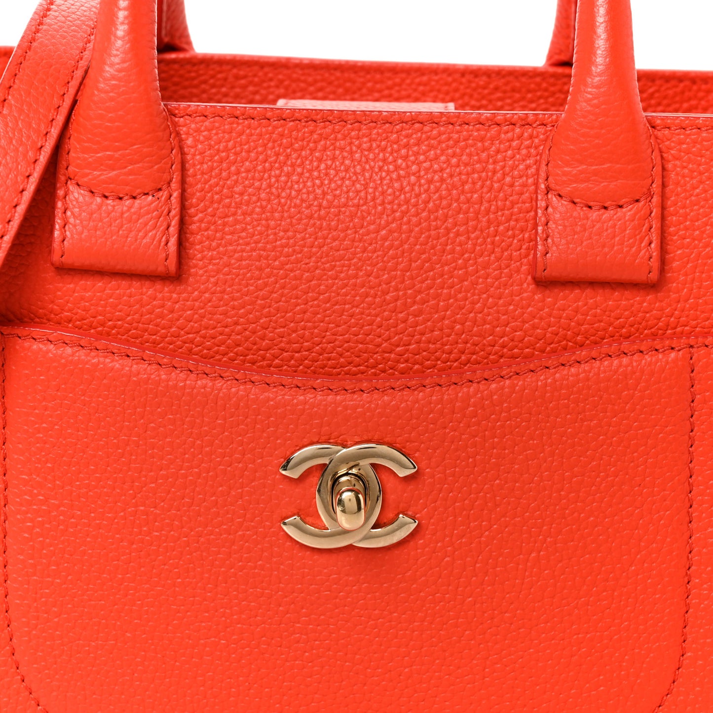 Grained Calfskin Mini Neo Executive Shopper Tote Red