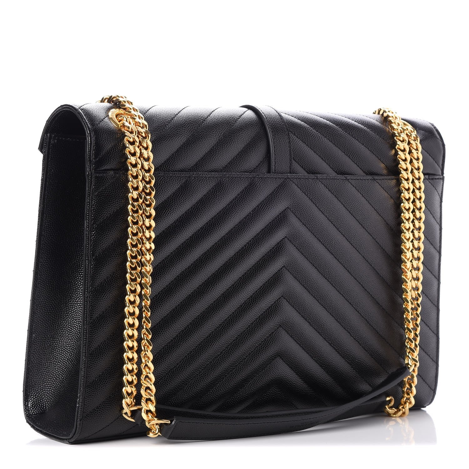Saint Laurent Grain De Poudre Matelasse Chevron Large Monogram Satchel Black 3 of 7