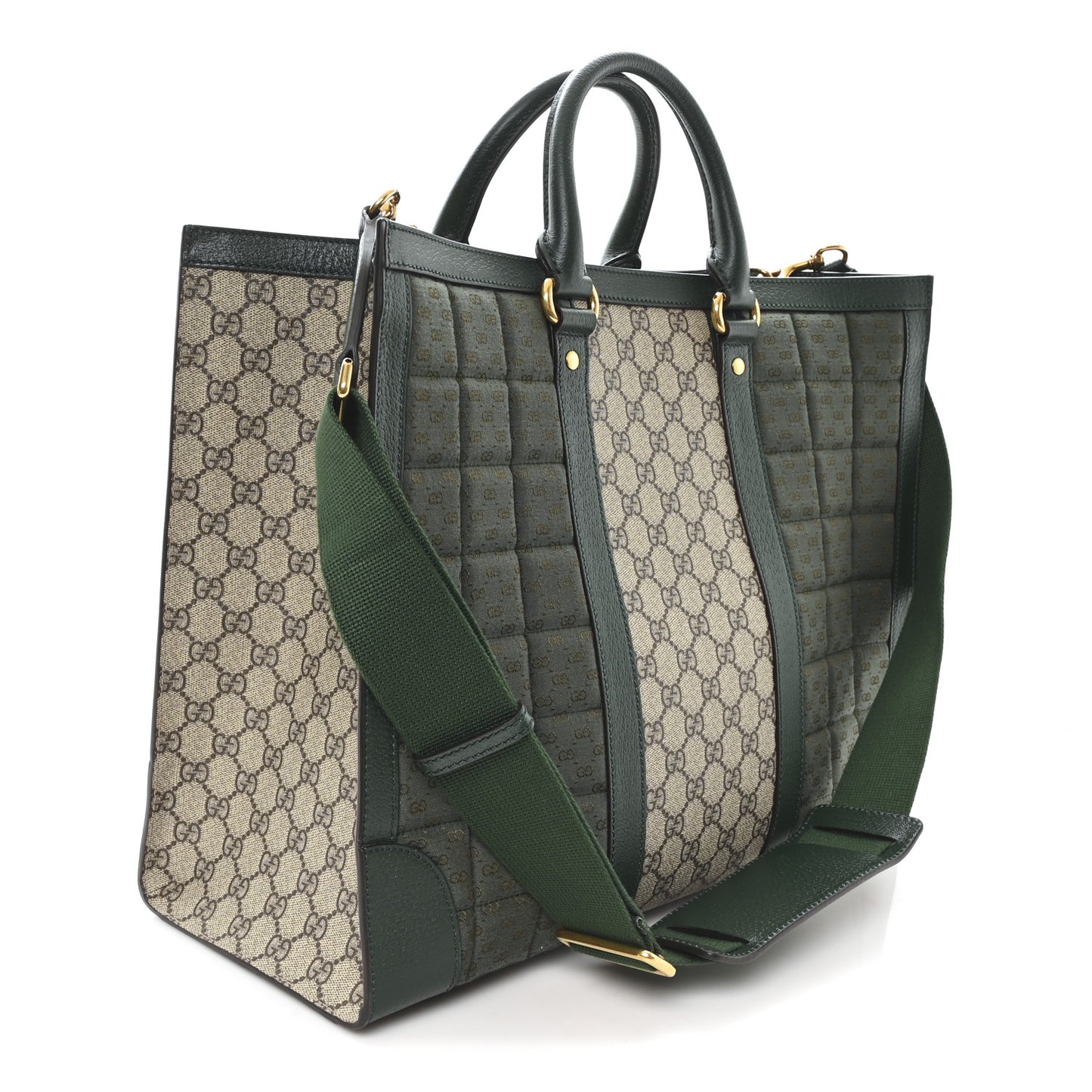 Monogram GG Mignon Textured Dollar Calfskin GG Supreme Monogram Quilted Mini GG Large Tote Bag Green Beige Ebony