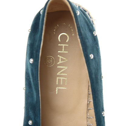 Chanel Suede Pearl CC Espadrilles 39 Teal 9 of 11