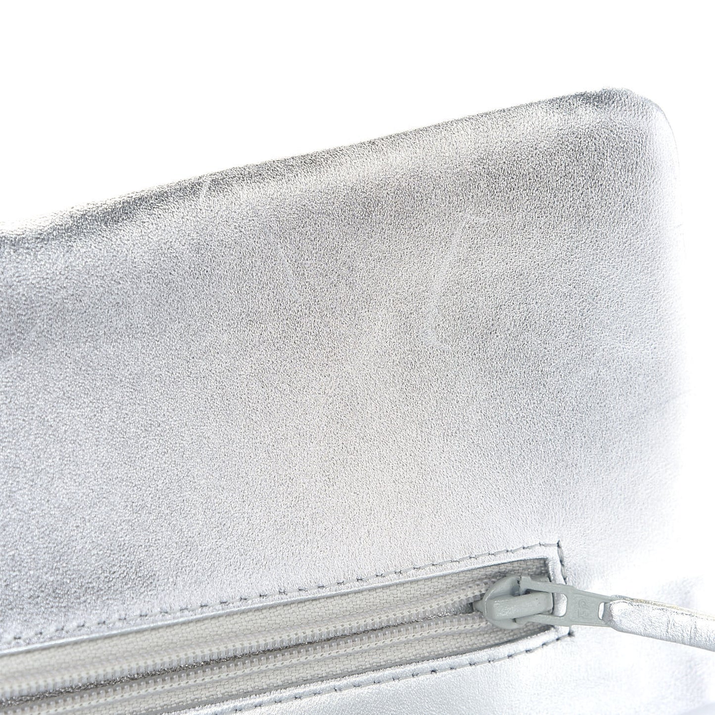 Metallic Lambskin Quilted Medium Double Flap Silver