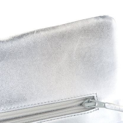 Chanel Metallic Lambskin Quilted Medium Double Flap Silver 11 of 15