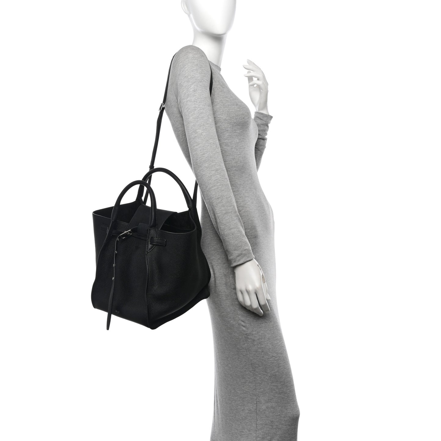 Supple Grained Calfskin Small Big Bag Black
