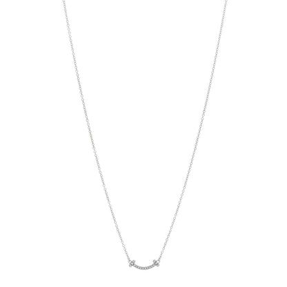 Tiffany 18K White Gold Diamond Mini T Smile Pendant Necklace 1 of 4