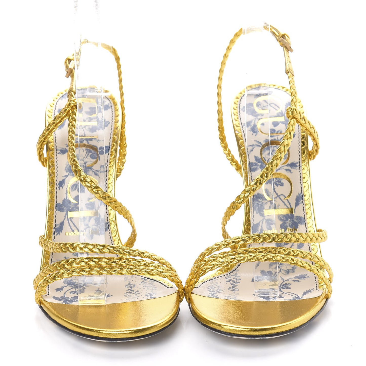 Metallic Nappa Braided Haines High Heel Sandals 38 Gold