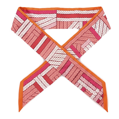 Hermes Silk Tresses H Twilly Rose Vif Orange White 1 of 4