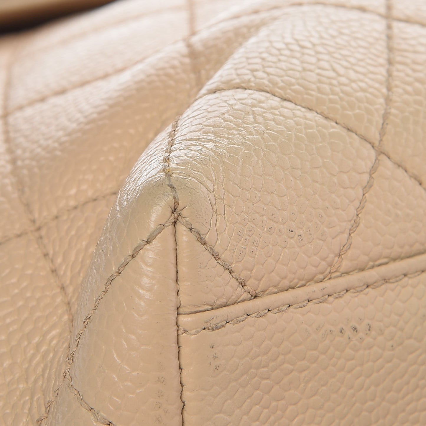 Caviar Quilted Jumbo Kelly Flap Beige Clair