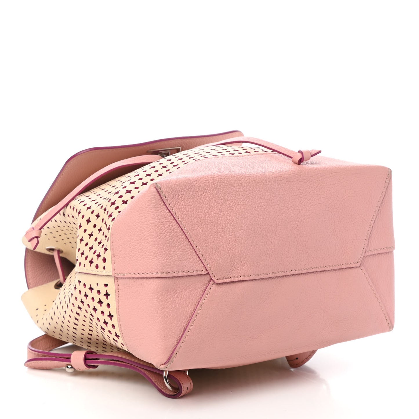 Perforated Calfskin Lockme Backpack Rose Poudre Creme