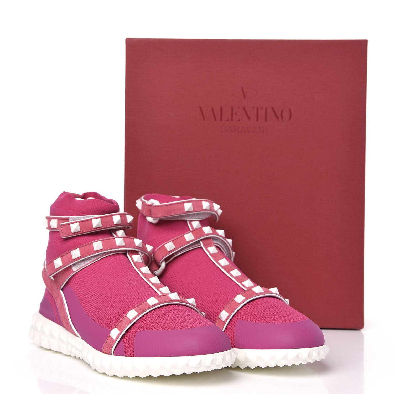 Valentino Garavani Body Tech Knit Free Rockstud Sock High Top Sneakers 37 Shadow Pink Optic White 8 of 8