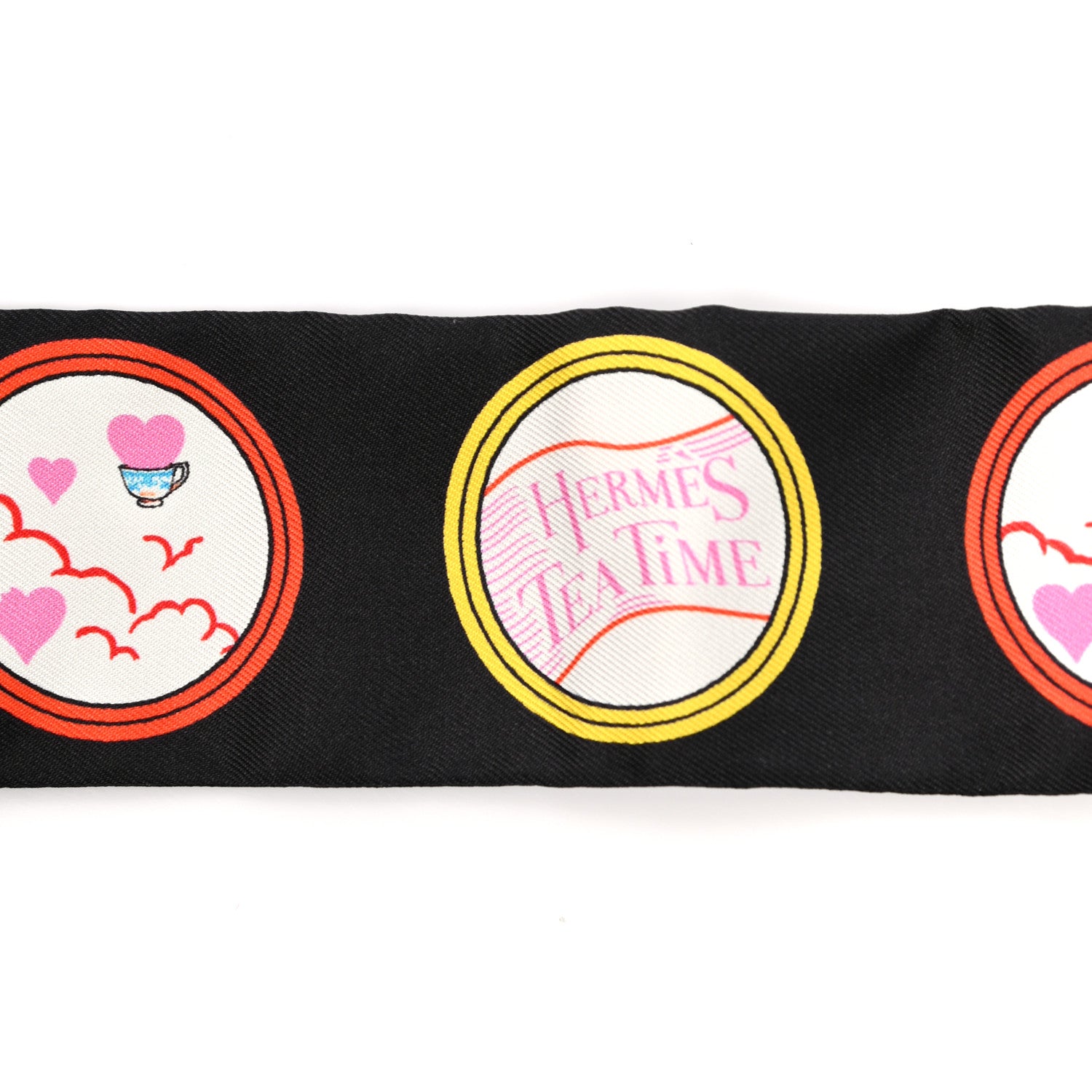 Hermes Silk Tea Time Twilly Black Rouge Multicolor 5 of 5