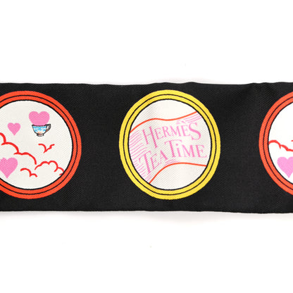 Hermes Silk Tea Time Twilly Black Rouge Multicolor 5 of 5