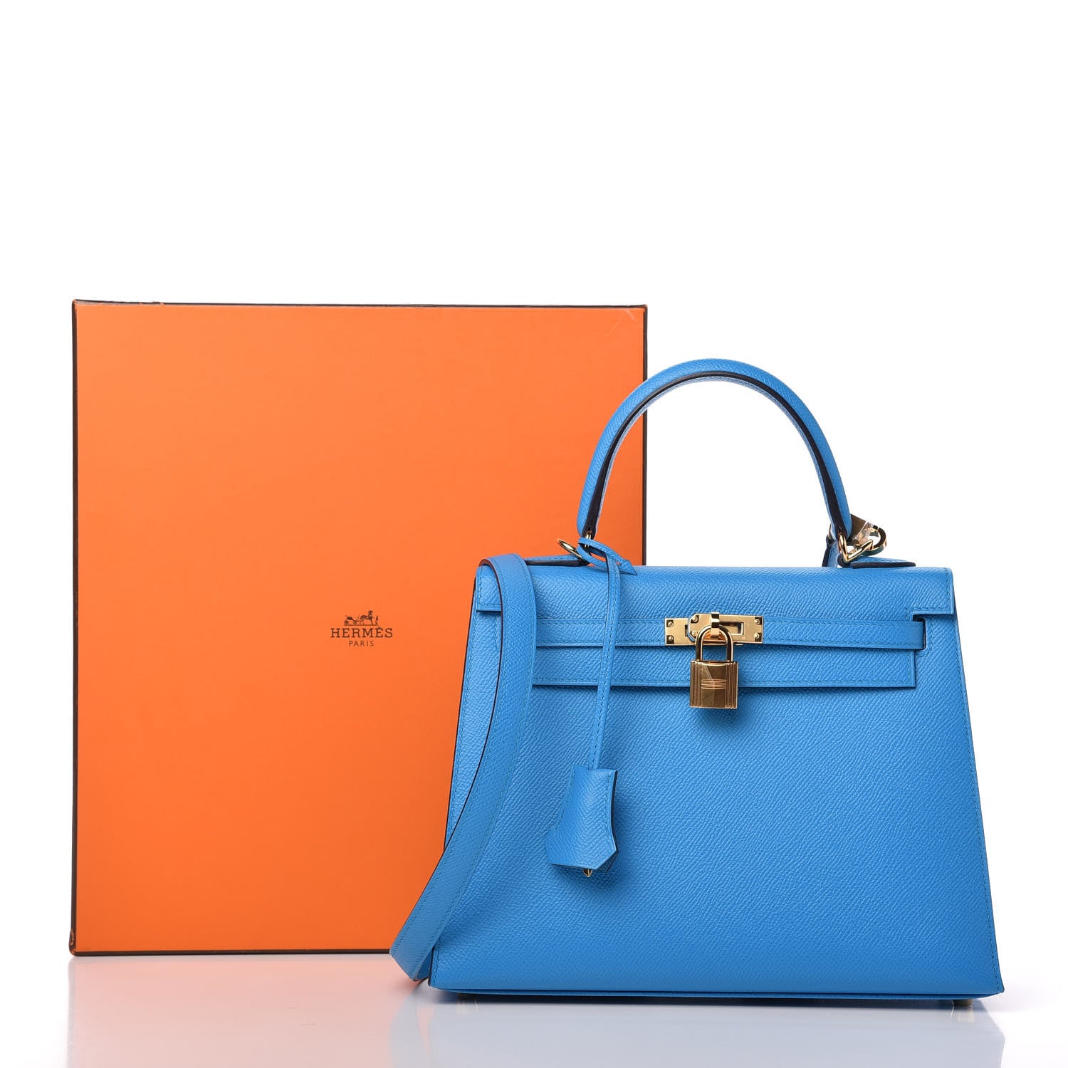 Hermes Epsom Kelly Sellier 25 Bleu Frida 11 of 11