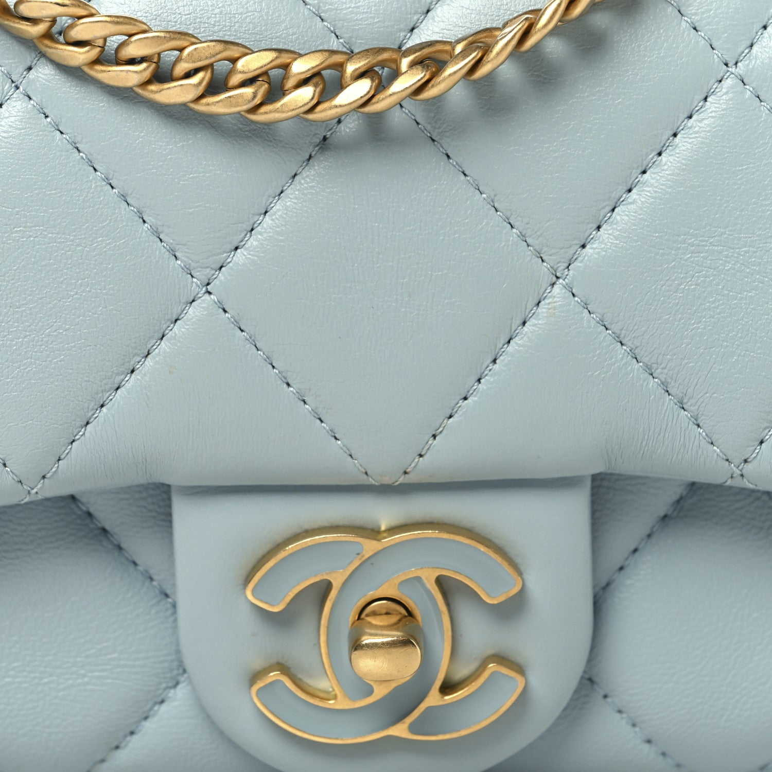 Chanel Lambskin Enamel Quilted Mini Pending CC Square Flap Light Blue 8 of 10