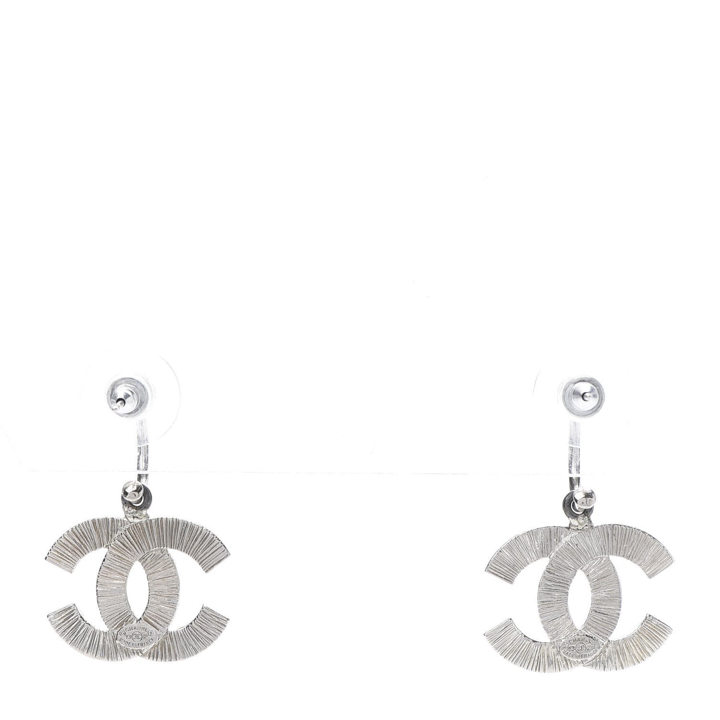 Baguette Crystal CC Dangle Earrings Silver