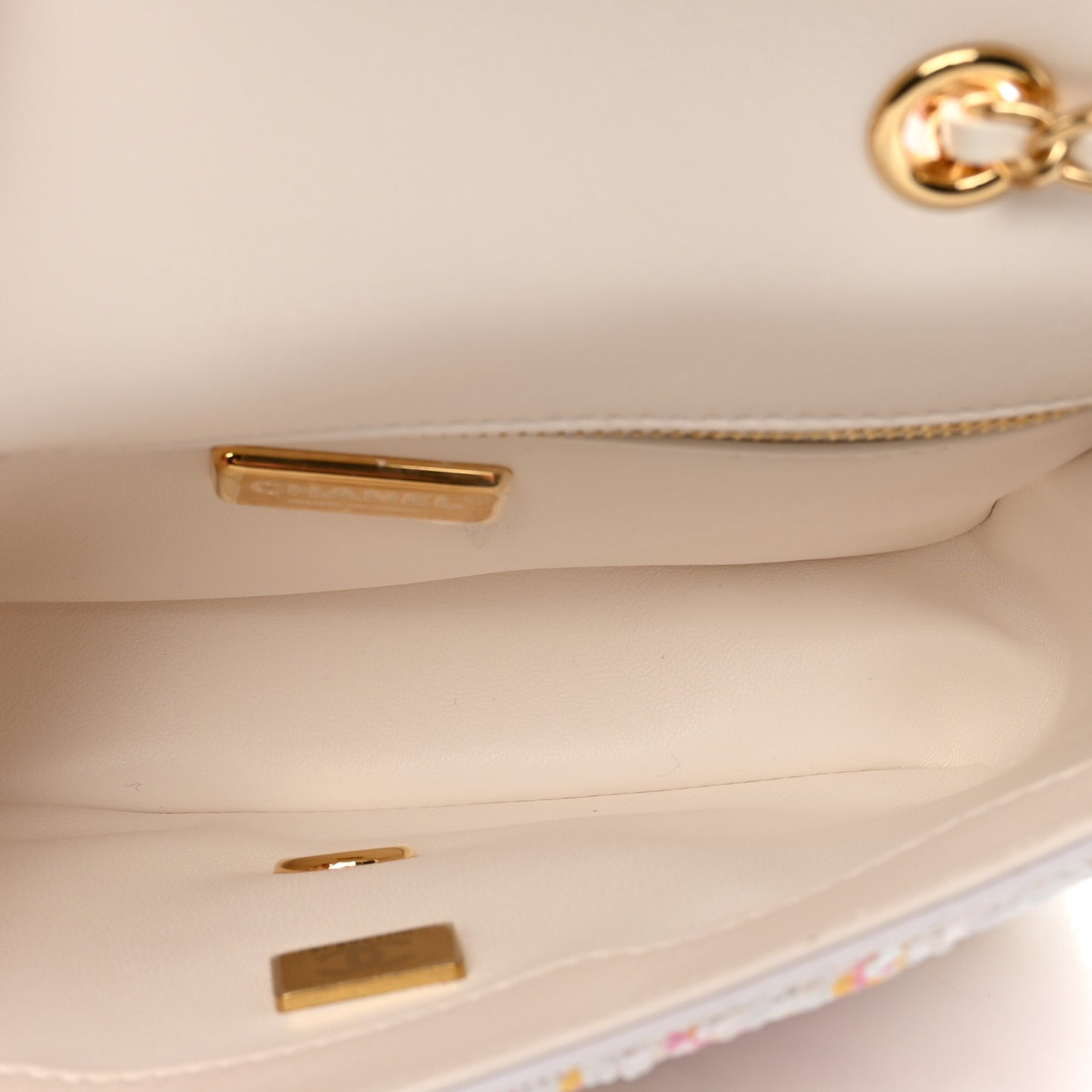 Sequin Logo Mini Rectangular Flap White Multicolor