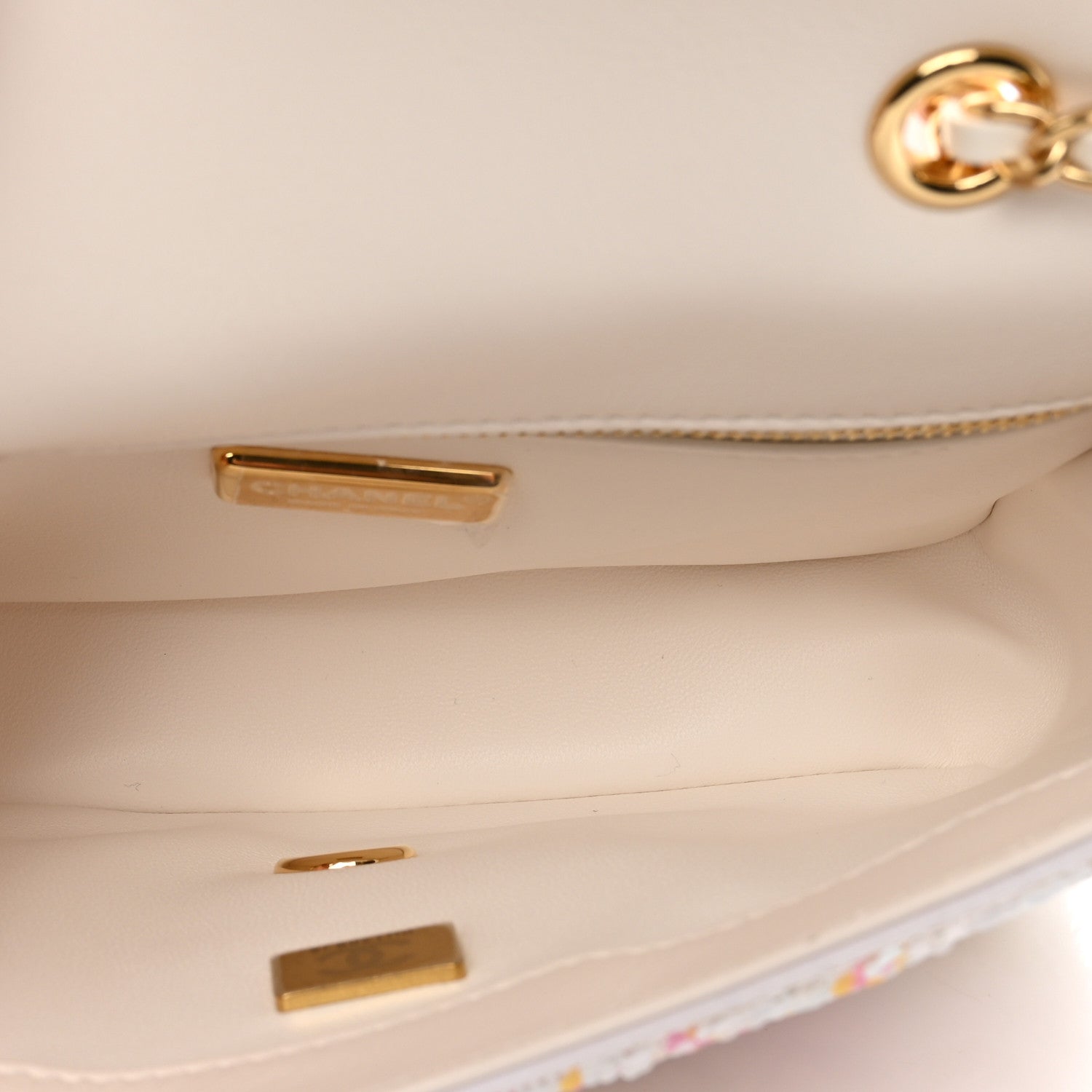 Chanel Sequin Logo Mini Rectangular Flap White Multicolor 6 of 10