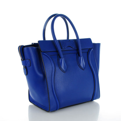 Celine Drummed Calfskin Mini Luggage Indigo 3 of 8