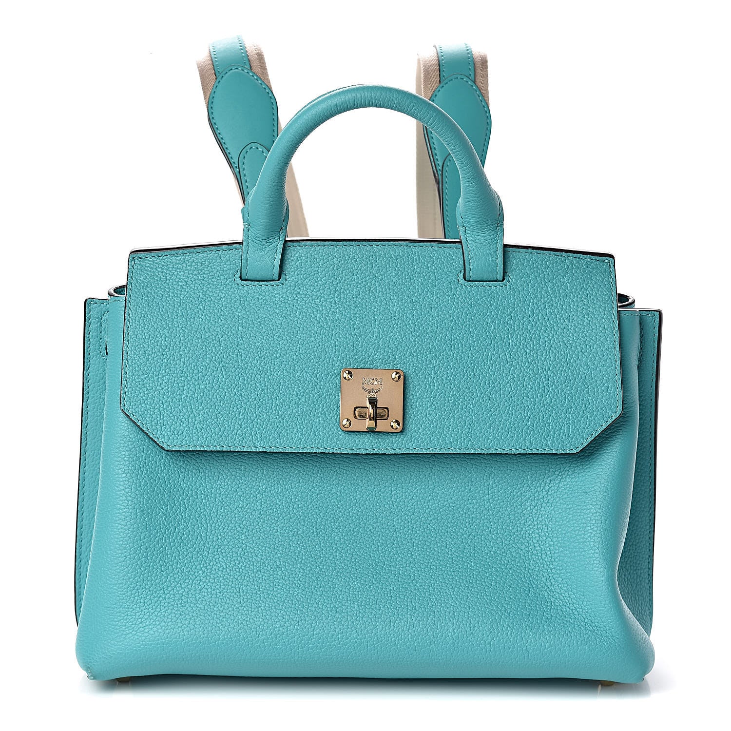 MCM Grained Calfskin Medium Milla Convertible Backpack Oasis Green 1 of 9