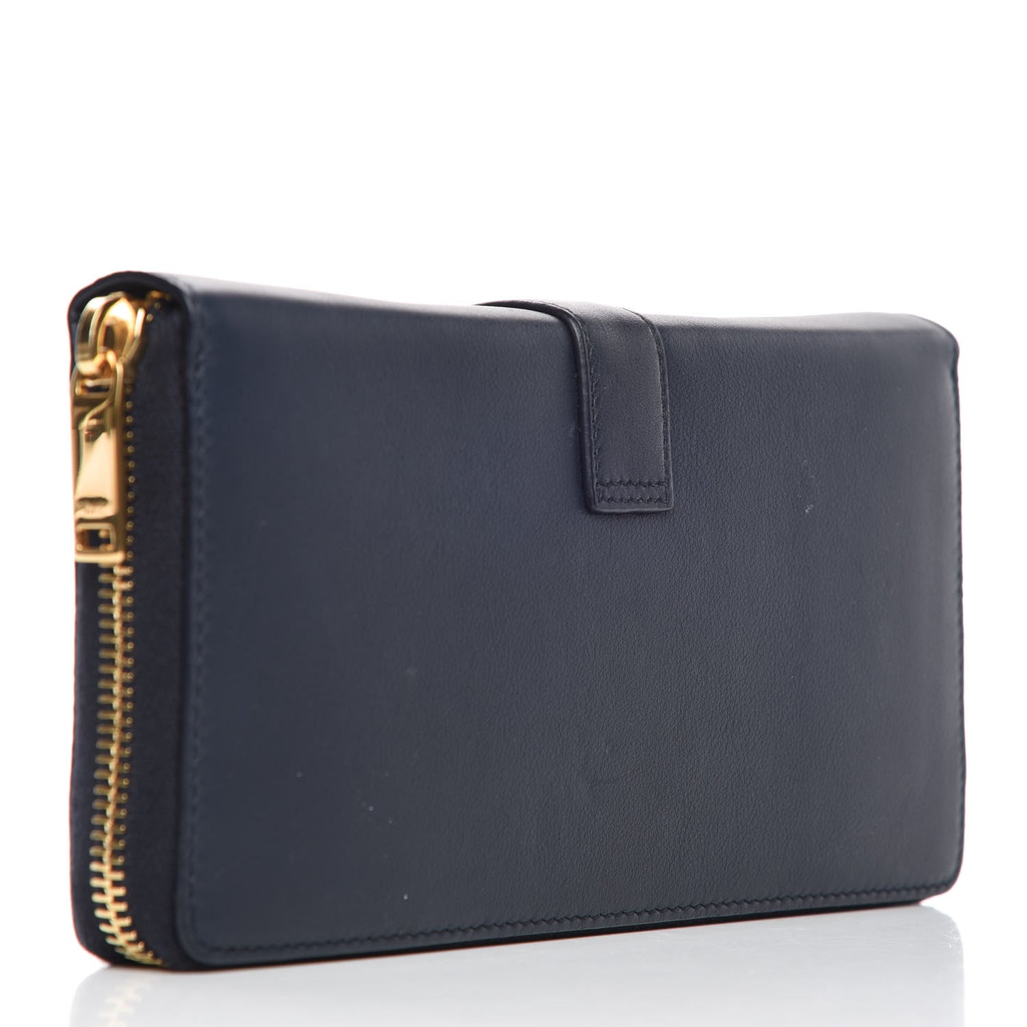Calfskin Monogram Zip Around Wallet Deep Marine