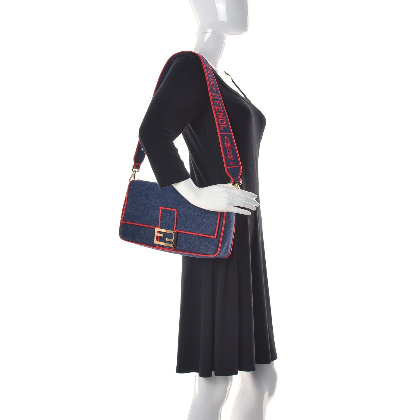 Denim Large Baguette Blue Rosso