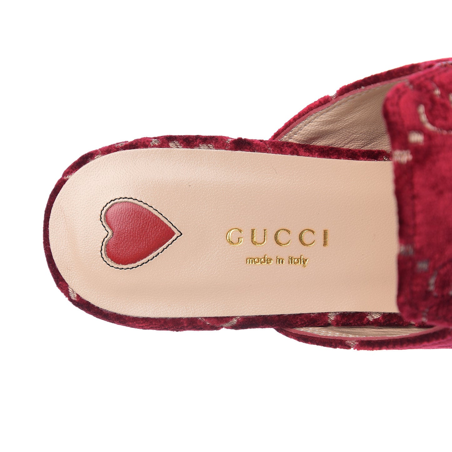 Velvet GG Monogram Womens Princetown Slippers 36.5 Red Cipria