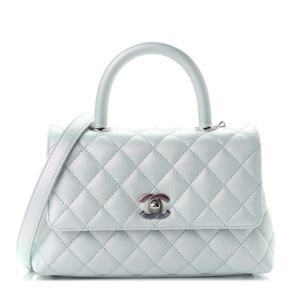 Chanel Iridescent Caviar Quilted Mini Coco Handle Flap Light Blue 1 of 8