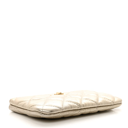 Chanel Metallic Aged Calfskin Quilted Small Reissue Cosmetic Case Gold 4 of 7